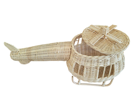 Rattan Toy Helicopter | Montessori Airplane Nursery Decor