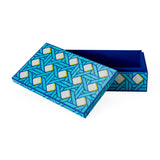 Patterned Blue Lacquer Box M | Jonathan Adler Basketweave
