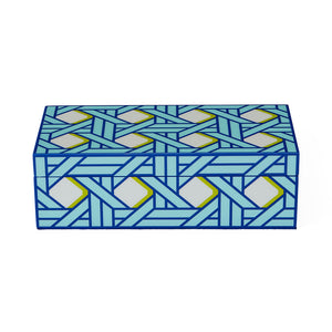 Blue Lacquer Box S | Jonathan Adler Basketweave | Oroa.com