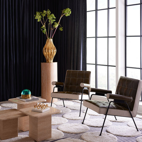Tufted Green Leather Lounge Chair | Jonathan Adler Belmondo | Oroa.com