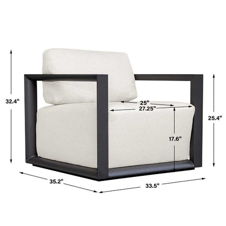 White Cushioned Outdoor Lounge Chair | Uttermost Remsen
