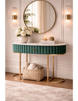 Modern European furniture - Green Velvet 1 Drawer Console Table - www.oroa.com