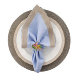 Blue Linen Napkins With Sparkle Borders, Set of 4
