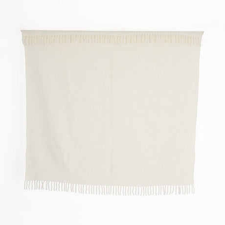 Handloomed Alpaca Bouclé Ivory Throw Blanket From Peru