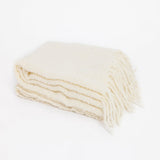 Handloomed Alpaca Bouclé Ivory Throw Blanket From Peru