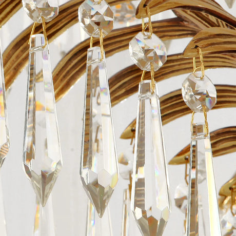 Brass Palm Leaf Crystal Chandelier - OROA