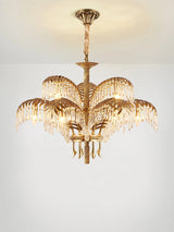 Brass Palm Leaf Crystal Chandelier - OROA