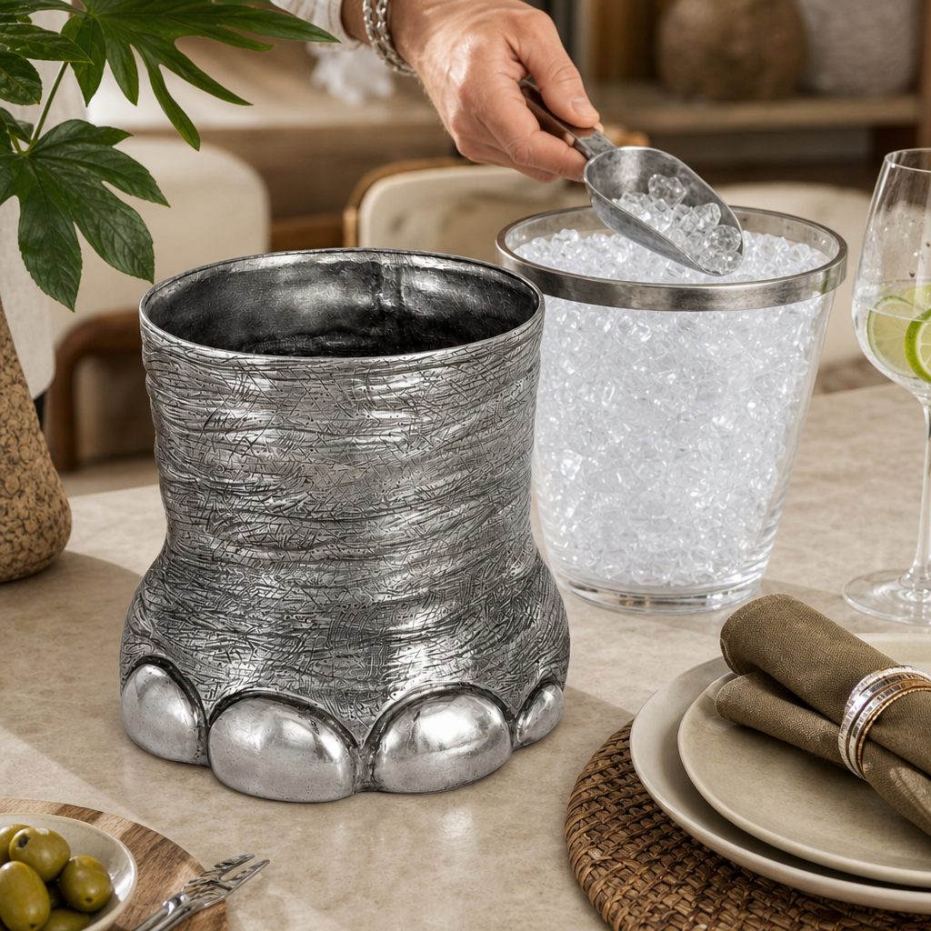 Pewter Elephant Foot Ice Bucket - OROA