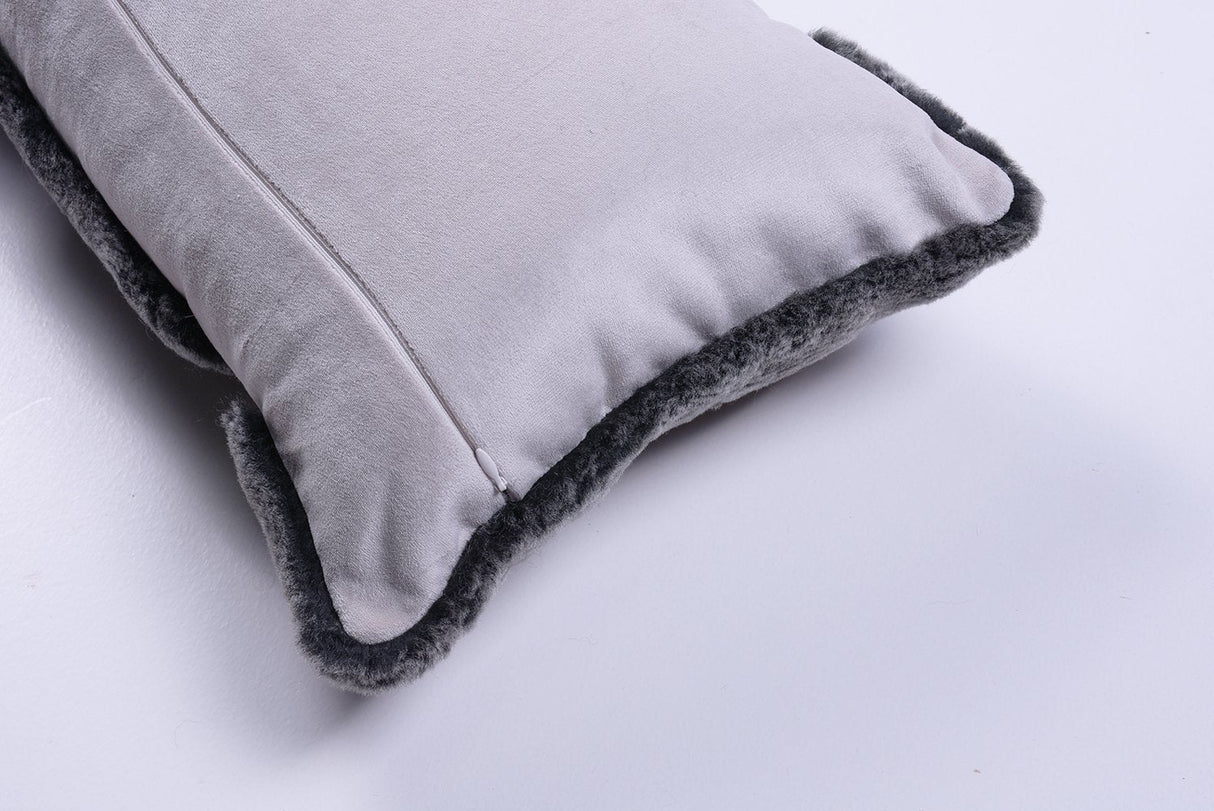 Shearling & Leather Lumbar Pillow