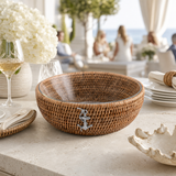 Anchor Hand Woven Wicker Natural Rattan Serving Bowl - OROA