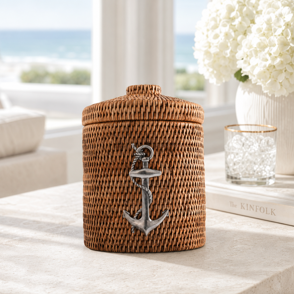 Anchor Hand Woven Wicker Rattan Ice Bucket - OROA