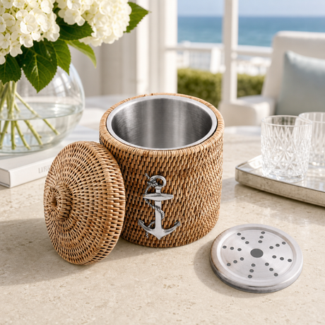 Anchor Hand Woven Wicker Rattan Ice Bucket - OROA