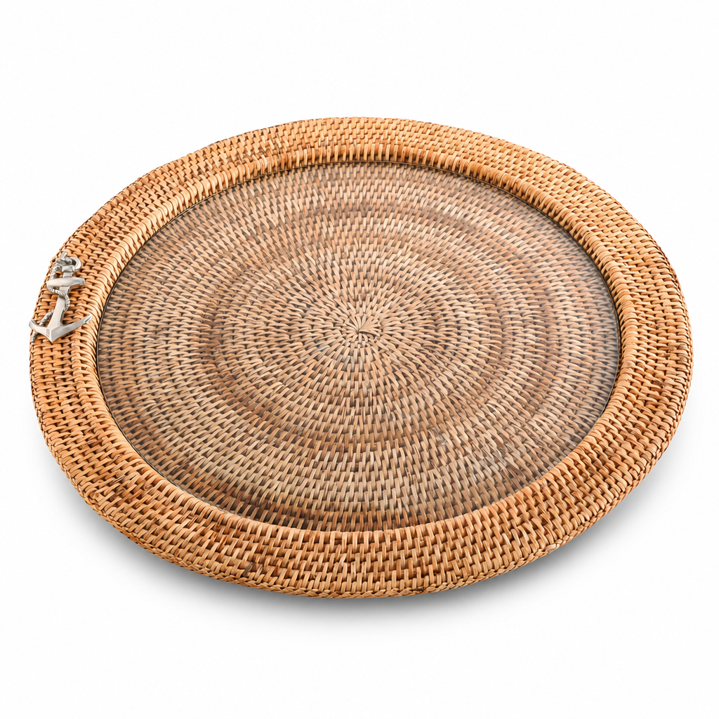 Round Wicker Anchor Serving Tray - OROA