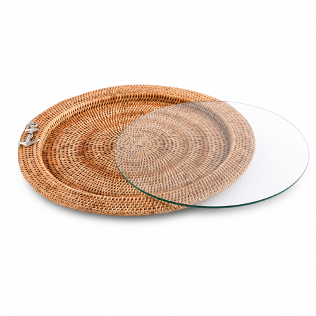 Round Wicker Anchor Serving Tray - OROA