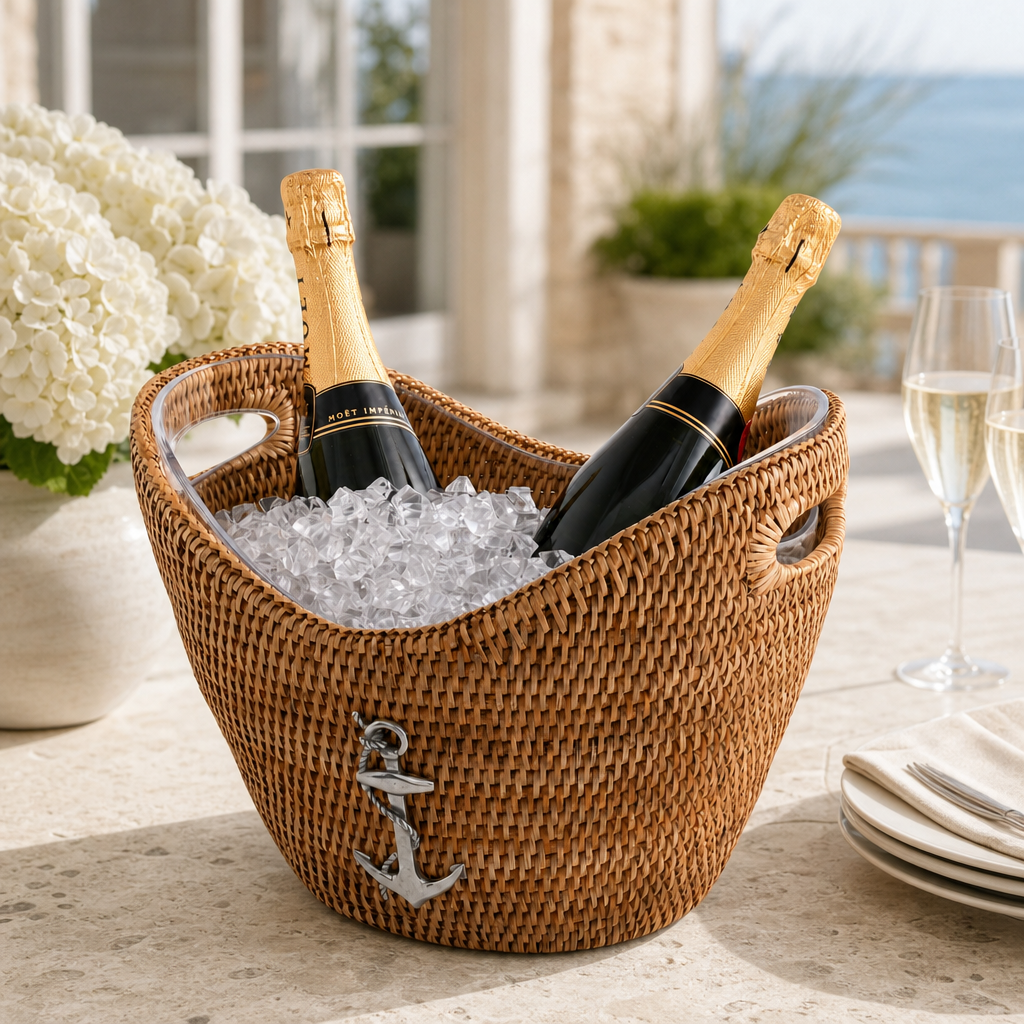 Hand-Woven Rattan Anchor Ice Tub - OROA