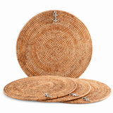 Hand-Woven Rattan & Pewter Anchor Placemats (S/4) - OROA