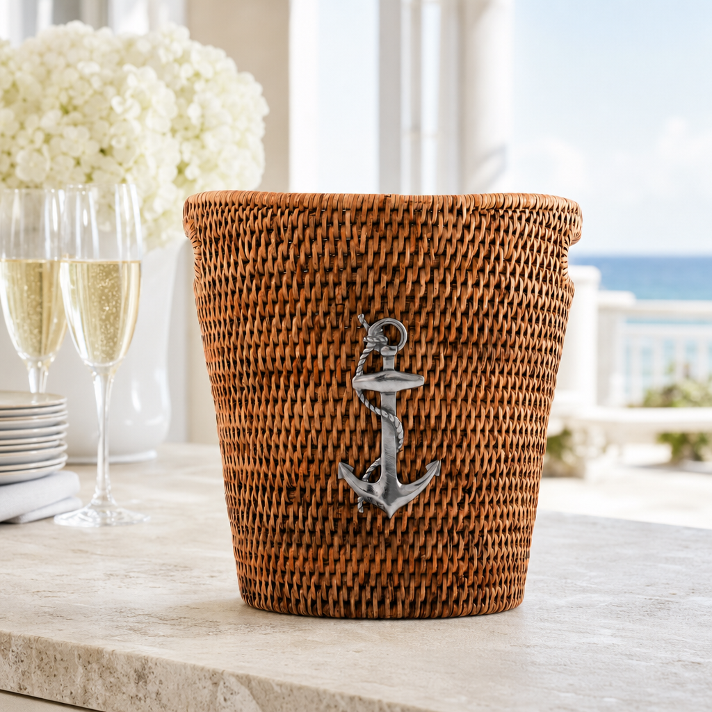 Anchor Hand Woven Wicker Rattan Ice Bucket - OROA