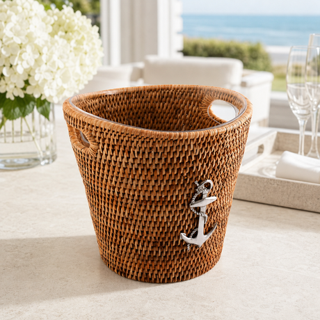 Anchor Hand Woven Wicker Rattan Ice Bucket - OROA