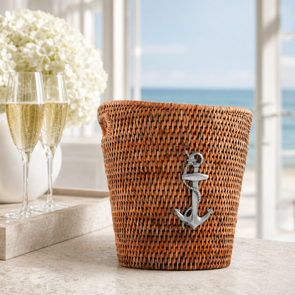 Anchor Hand Woven Wicker Rattan Ice Bucket - OROA