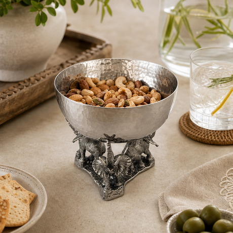 Pewter Elephant & Stainless Steel Nut Bowl - OROA