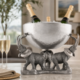 Hand-Hammered Steel & Pewter Elephant Ice Tub - OROA