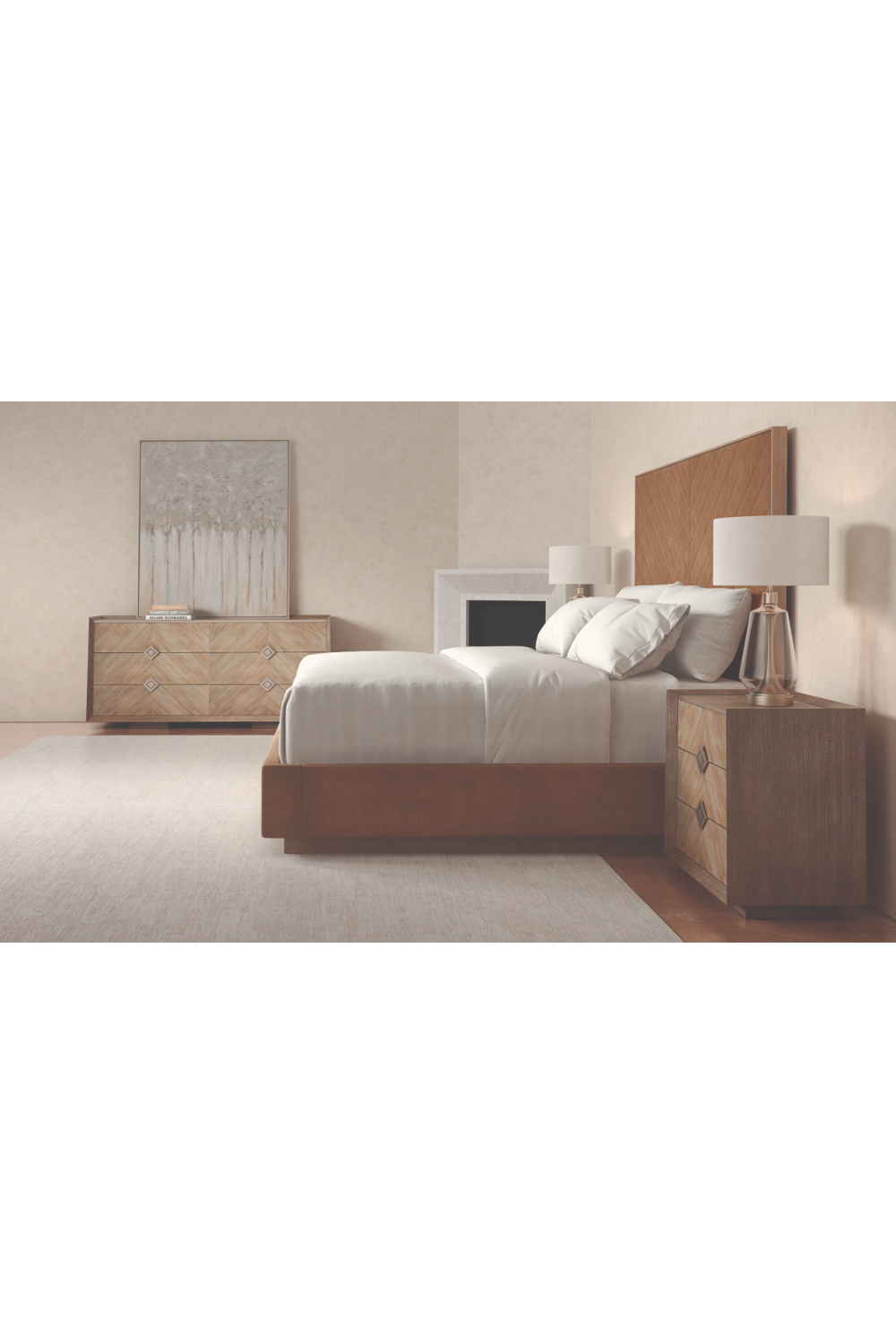 Chevron Patterned Nightstand | Caracole Crossed Purposes | Oroa.com