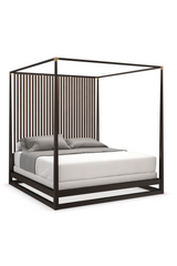 Brown Wooden Canopy Bed | Caracole Pinstripe | Oroa.com