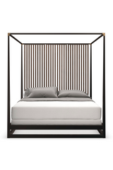 Brown Wooden Canopy Bed | Caracole Pinstripe | Oroa.com