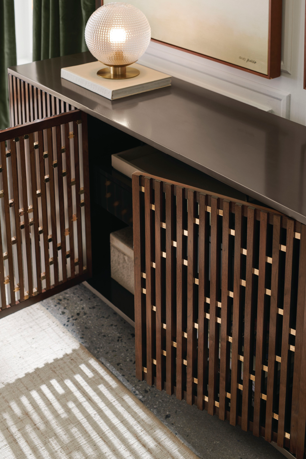 Slatted Wood Media Console | Caracole Diamond In The Rough | Oroa.com