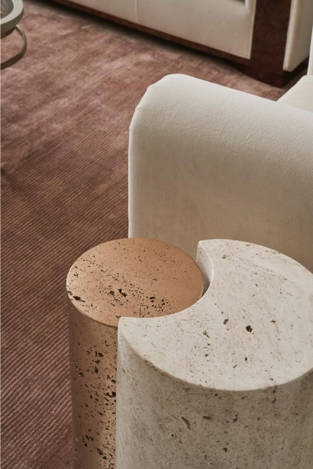 Travertine Modern End Table | Caracole Sun And Moon | Oroa.com