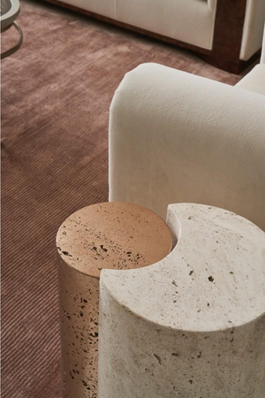 Travertine Modern End Table | Caracole Sun And Moon | Oroa.com