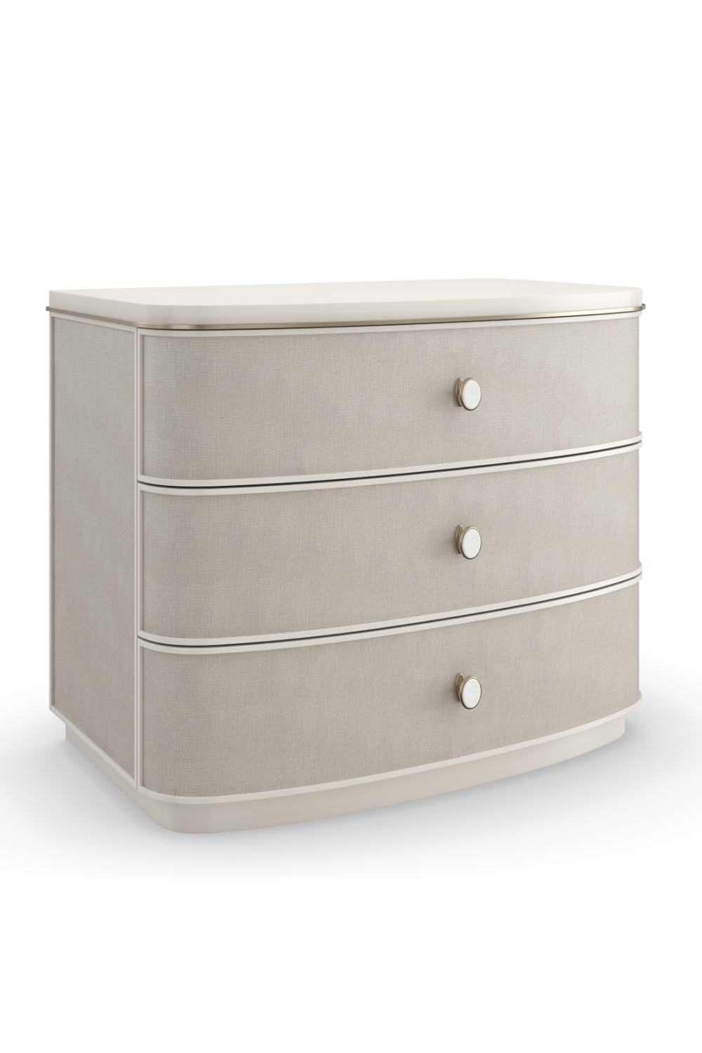 Cream Linen 3-Drawer Nightstand | Caracole Lyon | Oroa.com