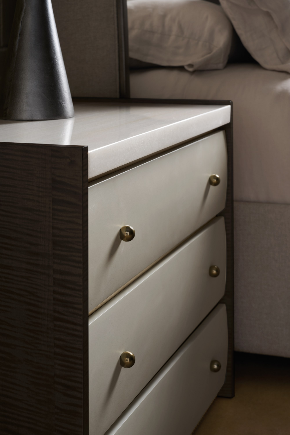Burnished Adobe 3-Drawer Nightstand | Caracole Avignon | Oroa.com