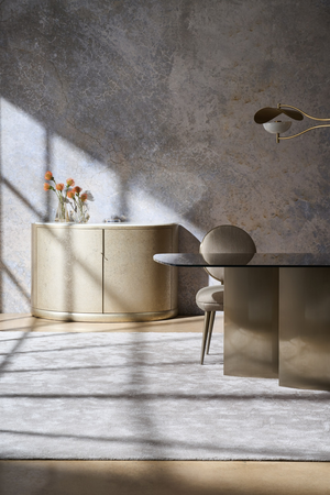 Gold 4-Column Base Dining Table | Caracole Aphelion 4 | Oroa.com