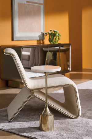 White Stone Pedestal Side Table | Caracole Beta | Oroa.com