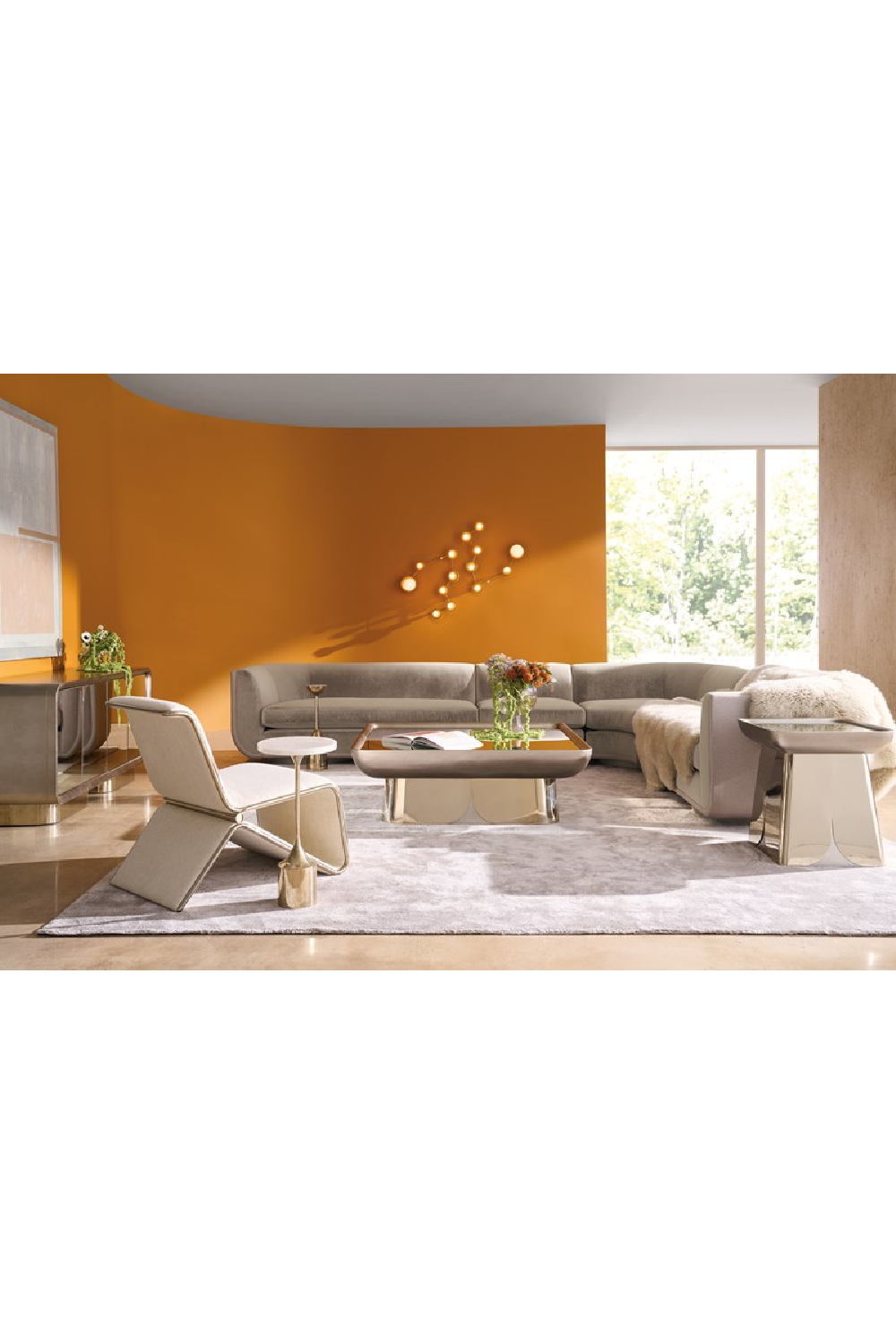 White Stone Pedestal Side Table | Caracole Beta | Oroa.com