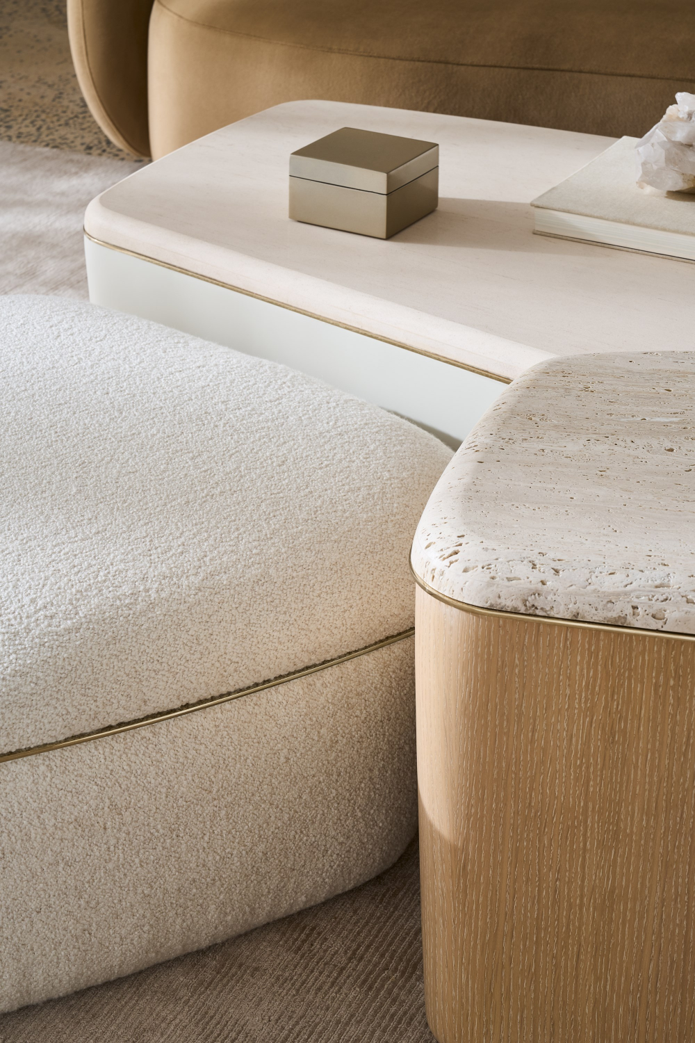 Ivory Bouclé Coffee Table | Caracole Serir | Oroa.com