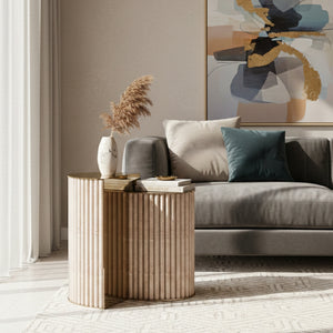   Modern European furniture - Ribbed Travertine Side Table - www.oroa.com | Oroa.com