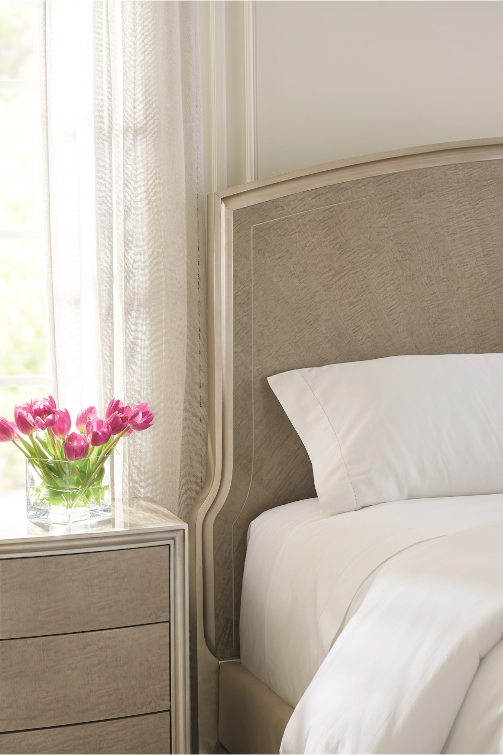 Silver Leaf 3-Drawer Nightstand | Caracole Rise And Shine | Oroa.com