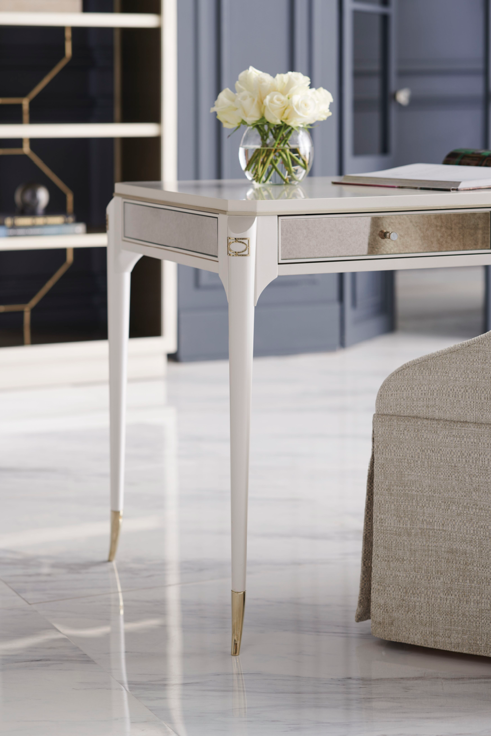 Taupe Metallic Modern Shelf | Caracole Going Up | Oroa.com