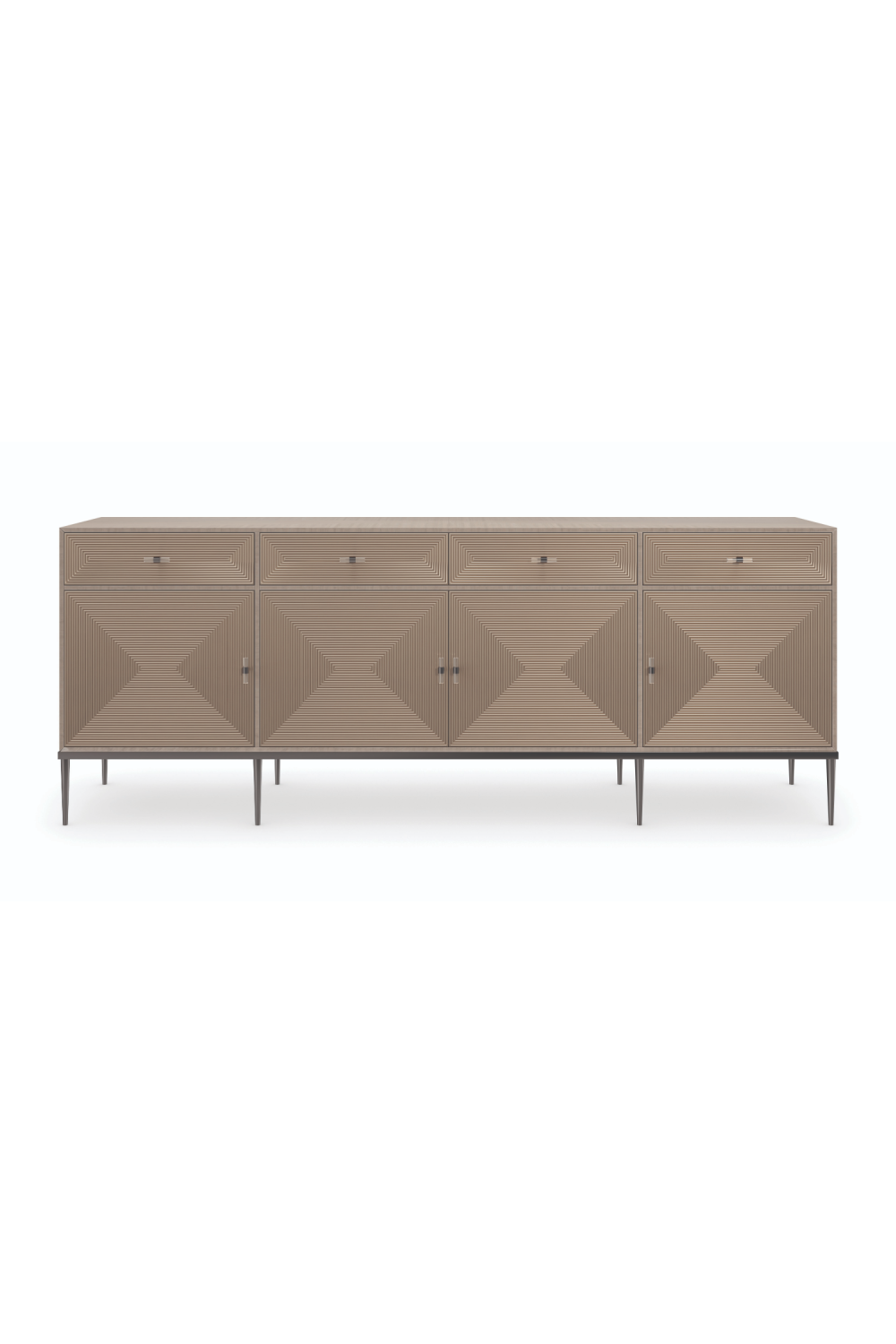 Geometrical Patterned Wooden Sideboard Low Rise
