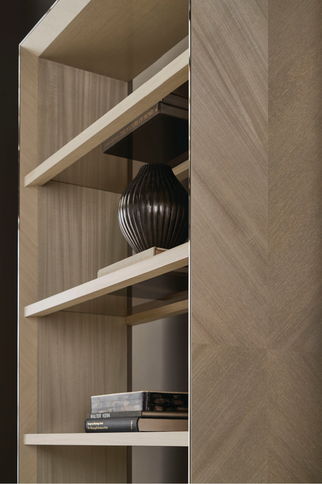 Bronze Glass Shelf Bookcase | Caracole High Rise | Oroa.com