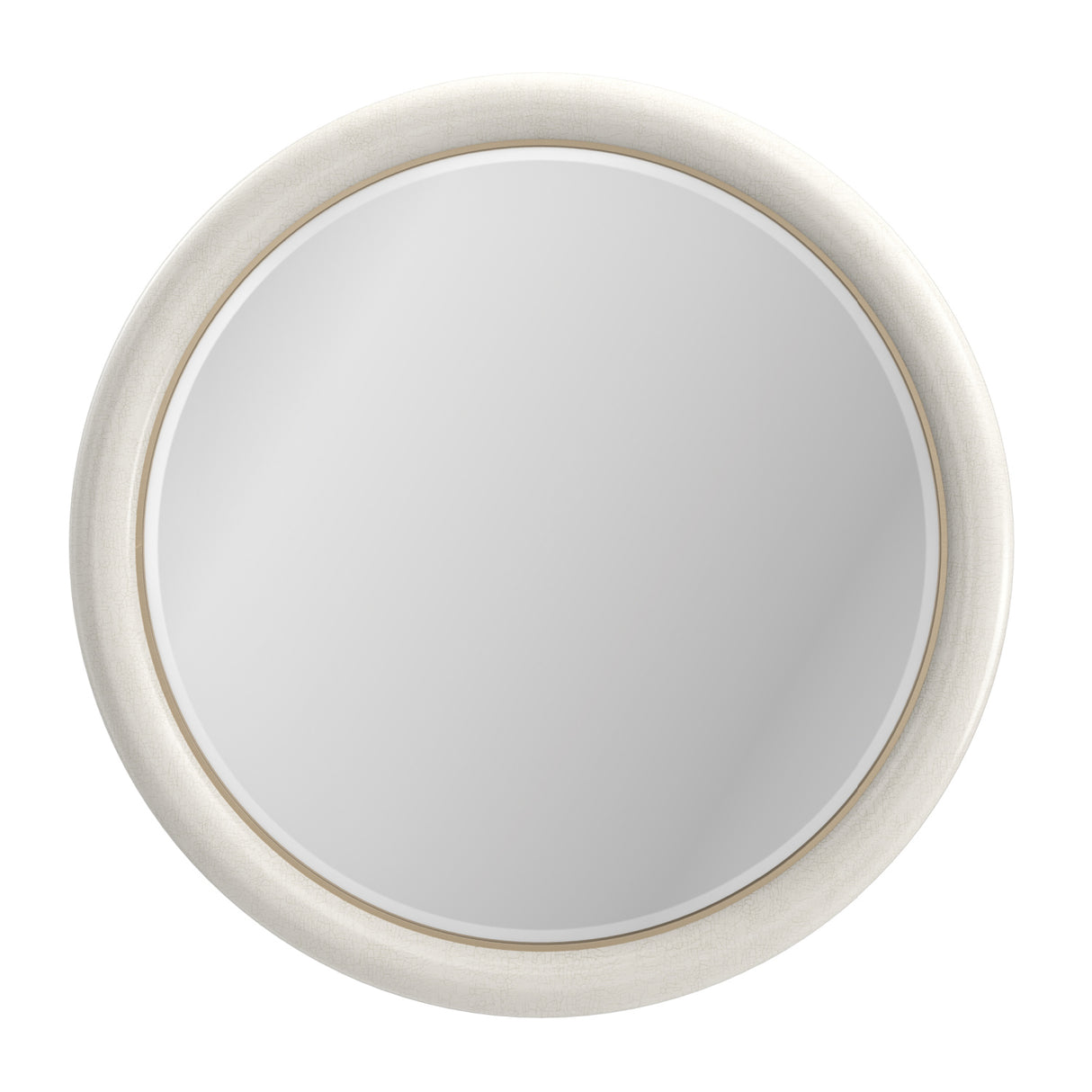   White Crackled Round Mirror | Oroa.com