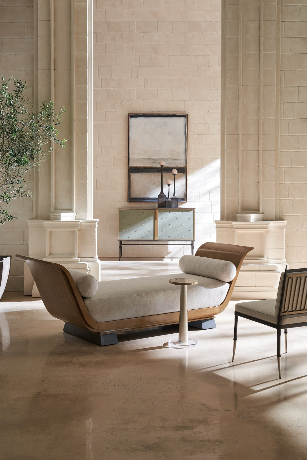 Wavy Glass Pedestal Side Table | Caracole Beyond | Oroa.com