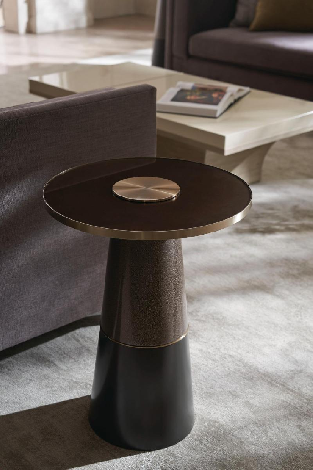 Glass Pedestal Side Table | Caracole Aperture | Oroatrade.com