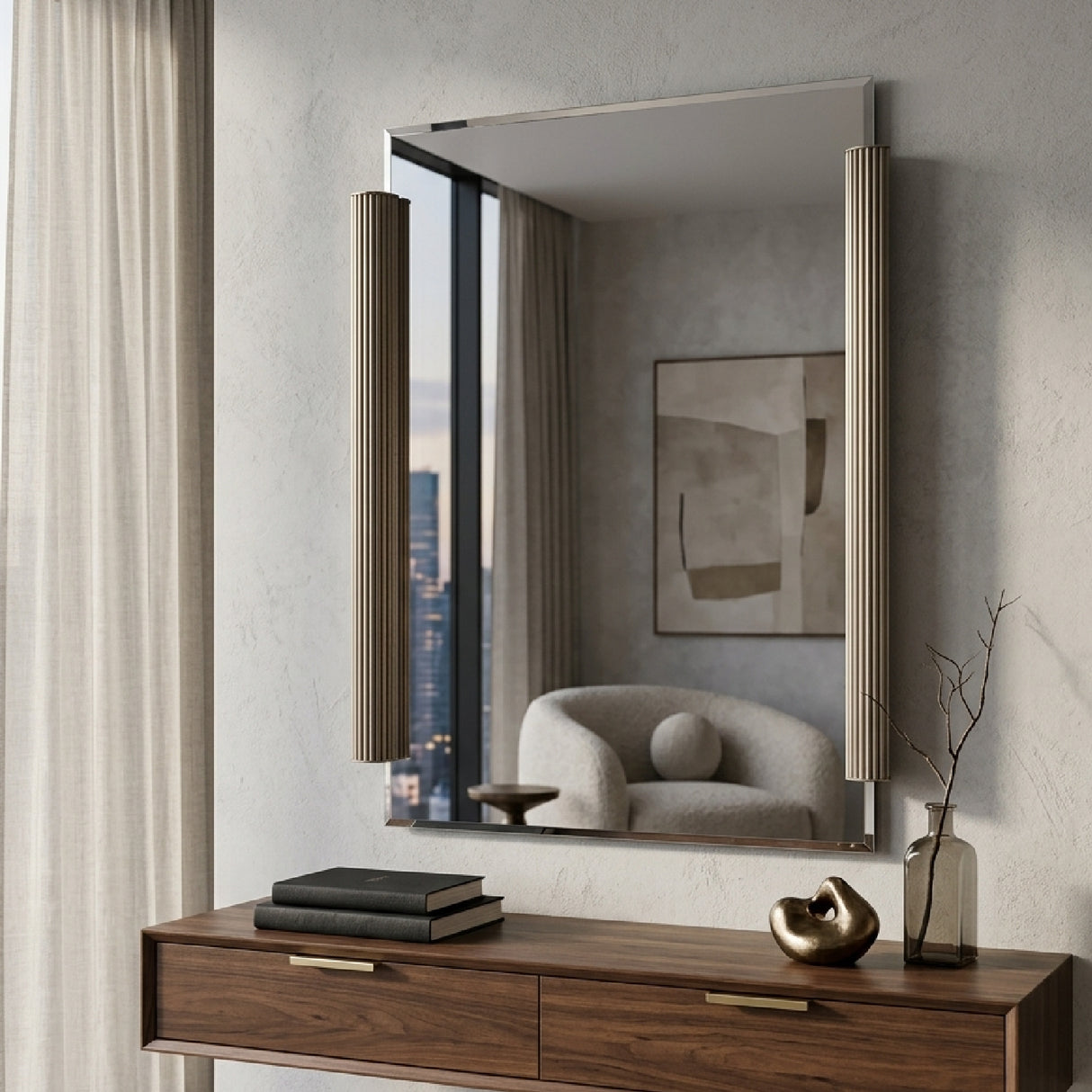   Fluted Side Beveled Mirror | Oroa.com