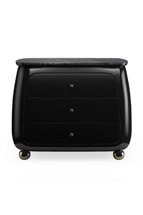 Black 3-Drawer Curved Nighstand | Caracole Cabochon | Oroa.com