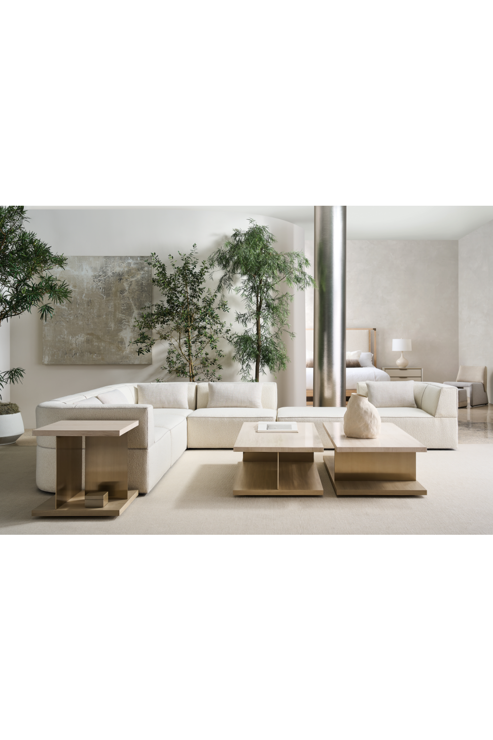 Sun-Drenched Oak Bed | Caracole Pinstripe | Oroa.com