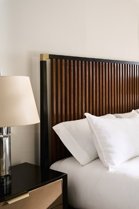 Slatted Oak King Bed | Caracole Pinstripe | Oroa.com