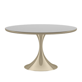 Mirror Top Round Dining Table – Semper – front view